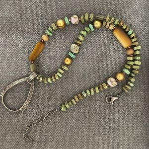 Silpada howlite and abalone bead  sterling silver teardrop necklace